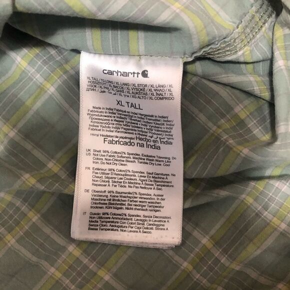 Carhartt  Rugged Flex Relaxed Fit Button Up S/S Shirt Plaid Men's Sz XLT - Picture 4 of 6